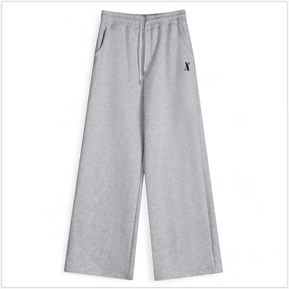 Avandress AV Seoul Korea Heather Gray Wide Leg String Sweatpants Pants NWT S M